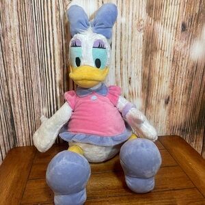Disney Store Daisy  Duck Plush Stuffed Animal Pink Shirt Purple Bow 18"